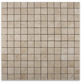 Ivory Travertine 2 X 2 Tumbled Mosaic Tile - 1 Full sheet - Tilefornia