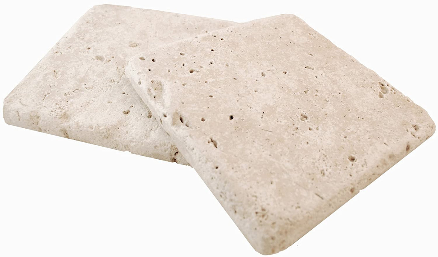 IVORY / BEIGE Travertine 4" X 4" Tumbled Tile, 1 Square Feet (9 pcs.) - Tilefornia