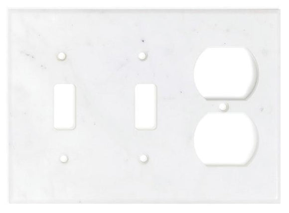 Tilefornia Carrara White Marble Double Toggle Duplex Switch Plate Polished/Honed - Tilefornia