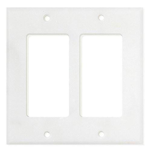 Tilefornia Carrara White Marble Double Rocker Switch Plate Polished/Honed - Tilefornia
