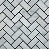 Tilefornia Italian Carrara White Marble Mini  Herringbone Mosaic Tile Polished/Honed - Tilefornia