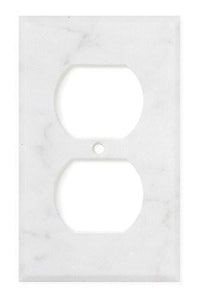 Tilefornia Carrara White Marble Single Duplex Switch Plate Polished/Honed - Tilefornia