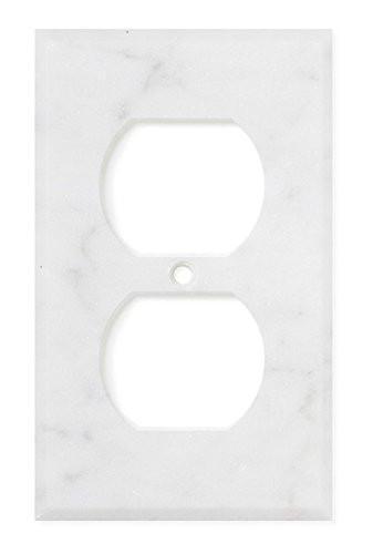 Tilefornia Carrara White Marble Single Duplex Switch Plate Polished/Honed - Tilefornia