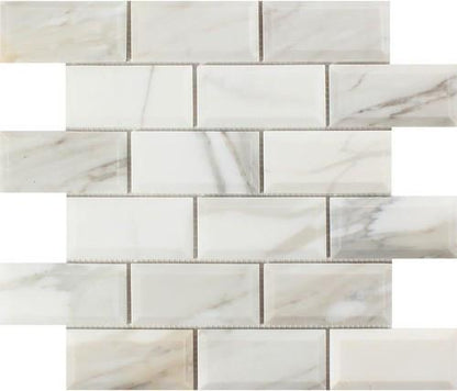 Tilefornia Calacatta Gold 2" X 4" Deep Beveled Mosaic Tile Polished /Honed - Tilefornia