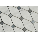 Tilefornia Italian Carrara White Marble Octave w/Blue/Gray Marble Mosaic Tile Polished/Honed - Tilefornia