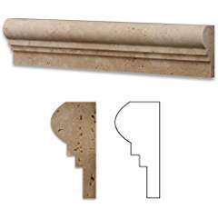 Ivory Travertine Honed 2 1/2 X 12 OG-2 Chair Rail Liner Molding Trim - 4" Sample - Tilefornia