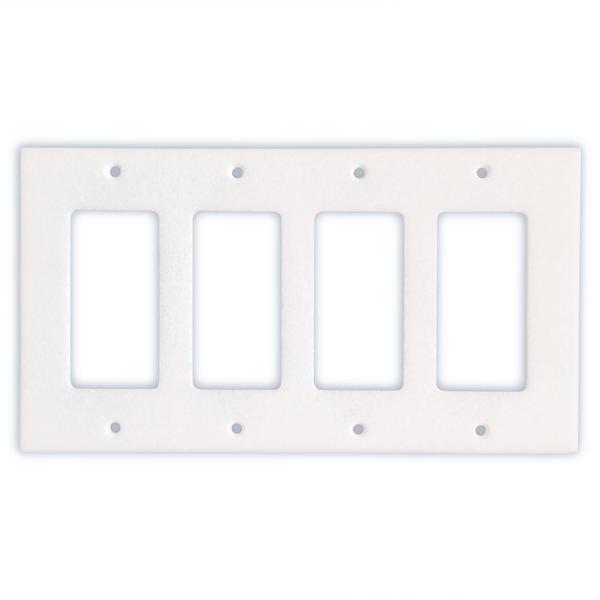 Tilefornia Thassos White Marble Quadruple Rocker Switch Plate - Tilefornia
