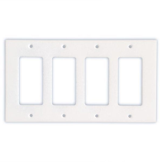 Tilefornia Thassos White Marble Quadruple Rocker Switch Plate - Tilefornia