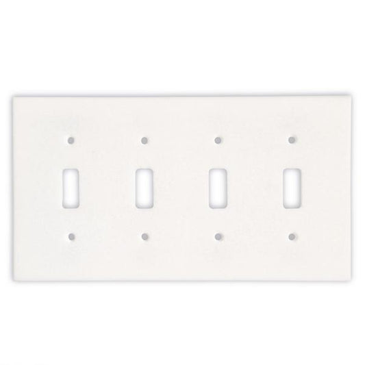 Tilefornia Thassos White Marble Quadruple Toggle Switch Plate - Tilefornia