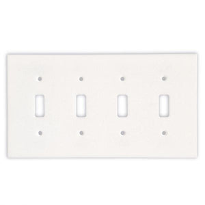 Tilefornia Thassos White Marble Quadruple Toggle Switch Plate - Tilefornia