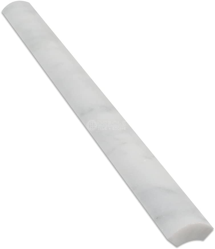 Carrara White Italian (Bianco Carrara) Marble 1 X 12 Quarter-Round Trim Molding, Polished - Tilefornia
