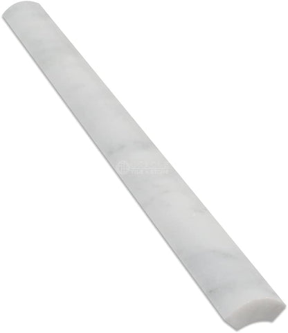 Carrara White Italian (Bianco Carrara) Marble 1 X 12 Quarter-Round Trim Molding, Polished - Tilefornia