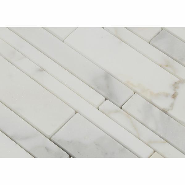 Tilefornia Calacatta Gold Marble Random Strip Mosaic - Tilefornia