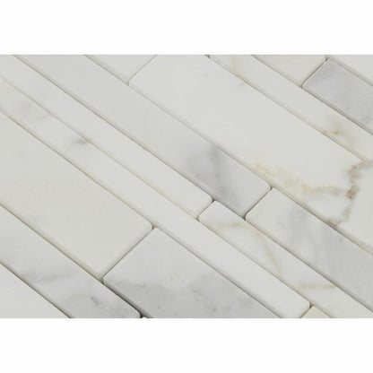 Tilefornia Calacatta Gold Marble Random Strip Mosaic - Tilefornia