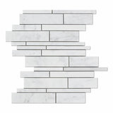 Tilefornia Italian Carrara White Marble Random Strip Mosaic Tile Polished/Honed - Tilefornia