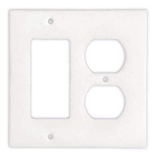 Tilefornia Thassos White Marble Rocker Duplex Switch Plate - Tilefornia