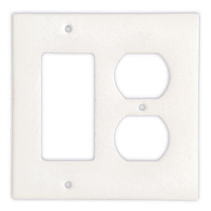 Tilefornia Thassos White Marble Rocker Duplex Switch Plate - Tilefornia