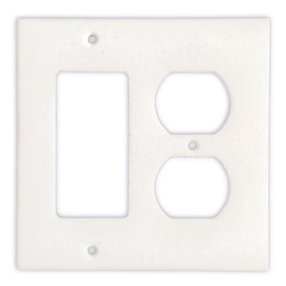 Tilefornia Thassos White Marble Rocker Duplex Switch Plate - Tilefornia