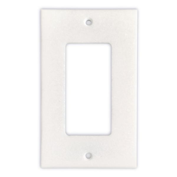 Tilefornia Thassos White Marble Single Rocker Switch Plate - Tilefornia