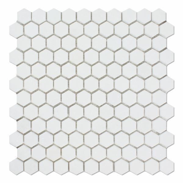 Tilefornia Thassos White 1" Hexagon  Marble Mosaic Tile - Tilefornia