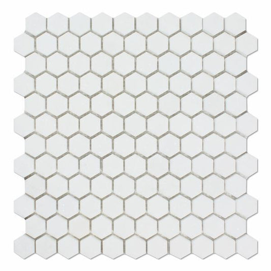 Tilefornia Thassos White 1" Hexagon  Marble Mosaic Tile - Tilefornia