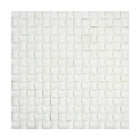 Tilefornia Thassos White 3D Small Bread Marble Mosaic - Tilefornia