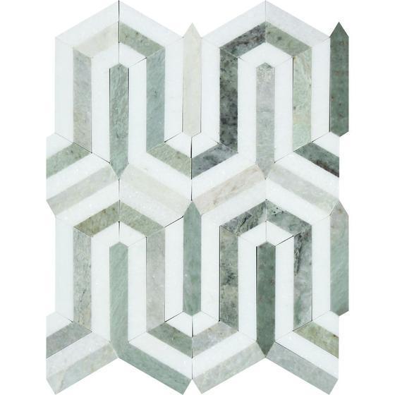 Tilefornia Berlinetta Thassos White & Green Marble Mosaic - Tilefornia