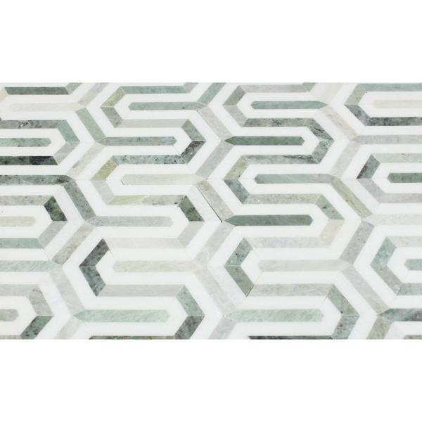 Tilefornia Berlinetta Thassos White & Green Marble Mosaic - Tilefornia
