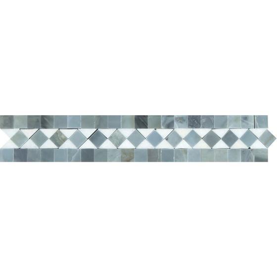 Tilefornia Thassos White & Blue/Gray BIAS Border - Tilefornia
