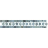 Tilefornia Thassos White & Blue/Gray BIAS Border - Tilefornia