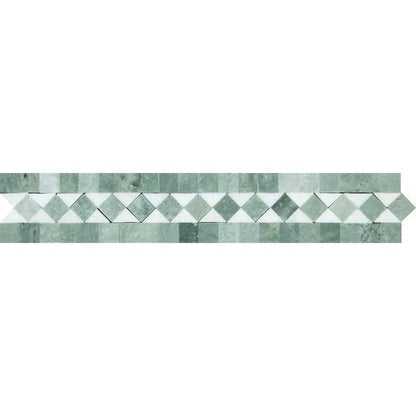 Tilefornia Thassos White & Green BIAS Border - Tilefornia