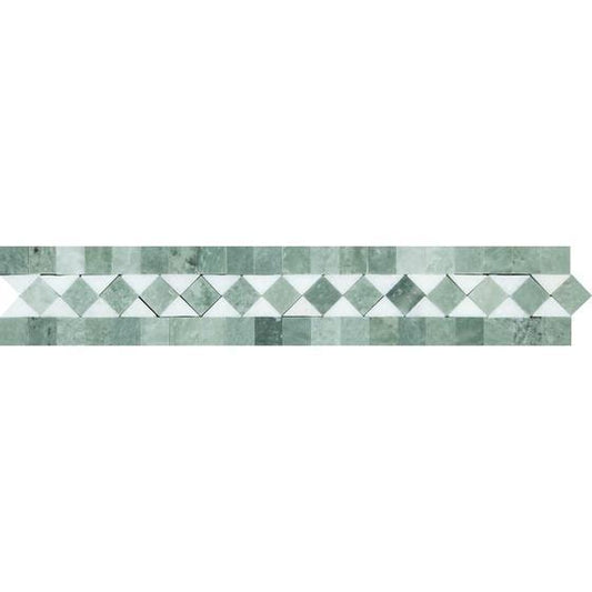 Tilefornia Thassos White & Green BIAS Border - Tilefornia