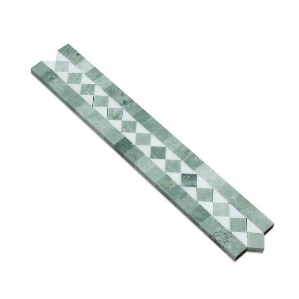 Tilefornia Thassos White & Green BIAS Border - Tilefornia