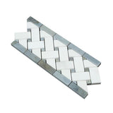 Tilefornia Thassos White & Blue Marble Basketweave Border - Tilefornia