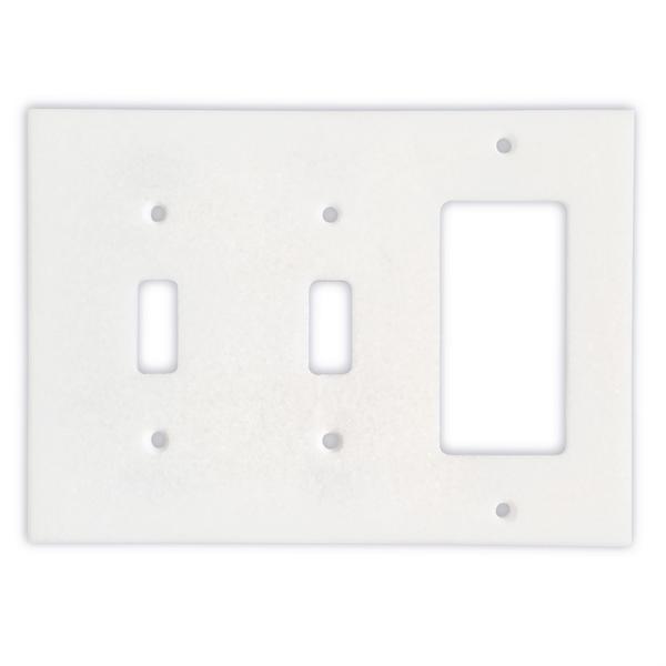 Tilefornia Thassos White Marble Double Toggle Rocker Switch Plate - Tilefornia