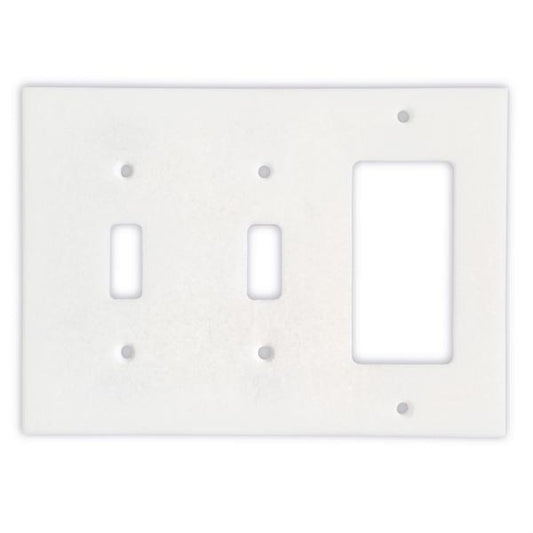 Tilefornia Thassos White Marble Double Toggle Rocker Switch Plate - Tilefornia