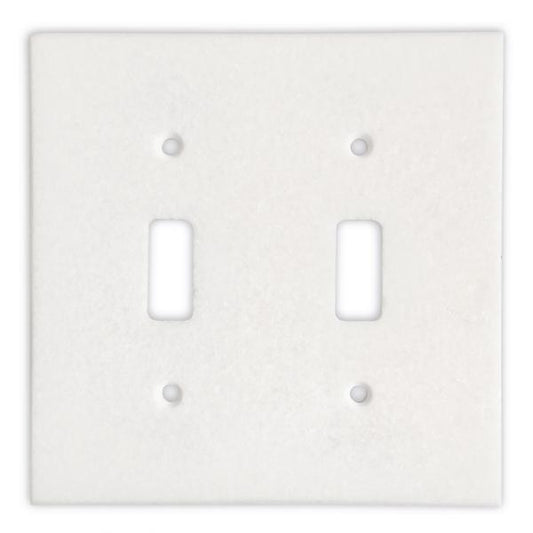 Tilefornia Thassos White Marble Double Toggle Switch Plate - Tilefornia