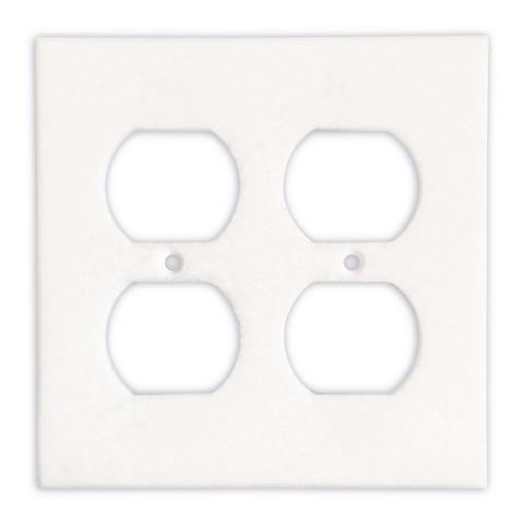 Tilefornia Thassos White Marble Double Duplex Switch Plate - Tilefornia