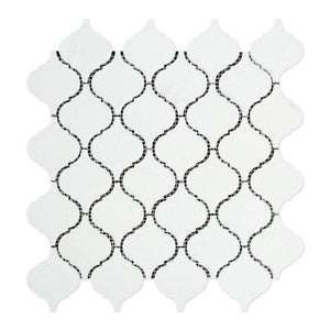 Tilefornia Thassos White Arabesque (Lantern) Marble Mosaic - Tilefornia