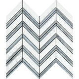Tilefornia Thassos White & Blue/Gray Chevron - Tilefornia