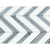 Tilefornia Thassos White & Blue/Gray Chevron - Tilefornia