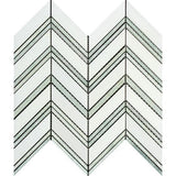 Tilefornia Thassos White & Green Chevron - Tilefornia