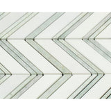 Tilefornia Thassos White & Green Chevron - Tilefornia