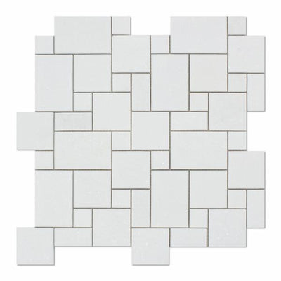 White Thassos Marble French Pattern Tile (Versailles) 7/8x7/8