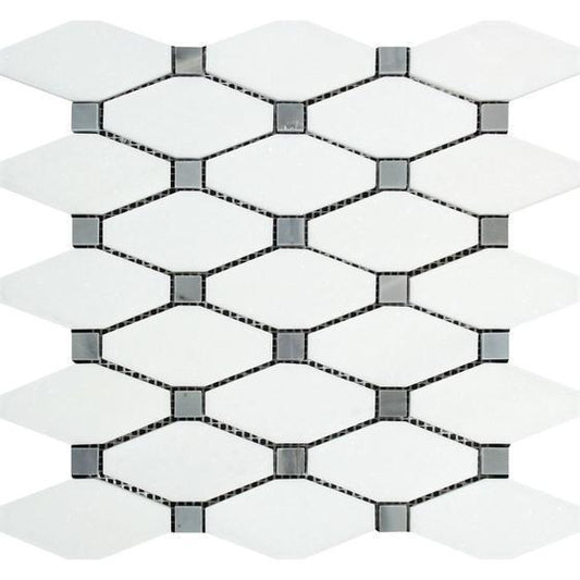 Tilefornia Thassos White & Blue/Gray Octave Mosaic - Tilefornia