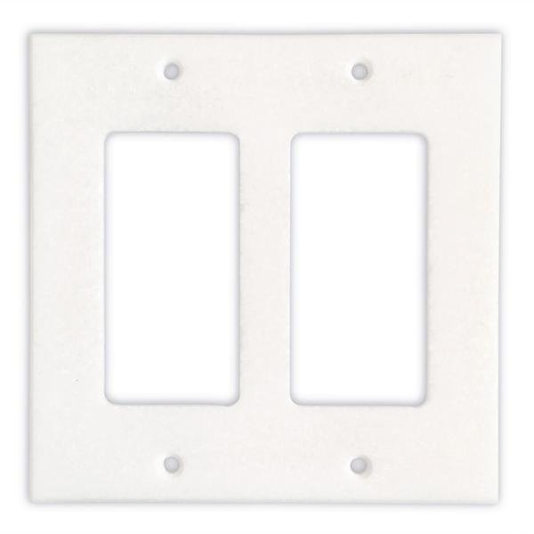 Tilefornia Thassos White Marble Double Rocker Switch Plate - Tilefornia