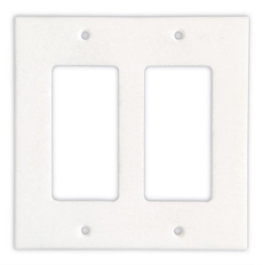 Tilefornia Thassos White Marble Double Rocker Switch Plate - Tilefornia