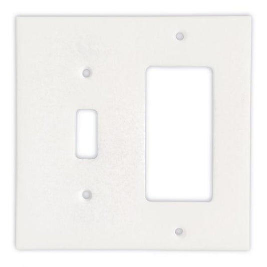 Tilefornia Thassos White Marble Toggle Rocker Switch Plate - Tilefornia