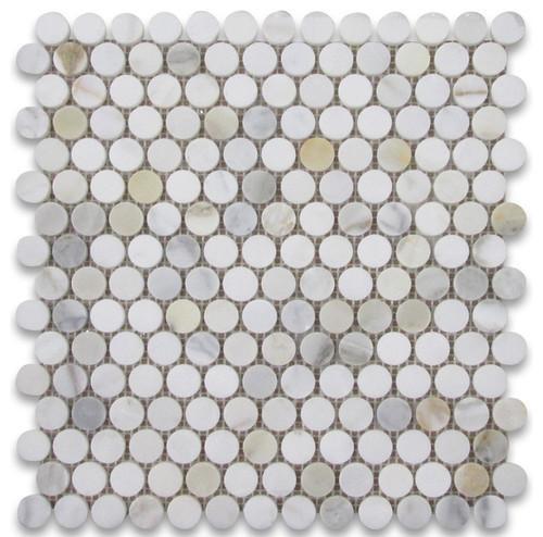 Tilefornia Calacatta Gold Marble Penny Round Mosaic Polished/Honed - Tilefornia