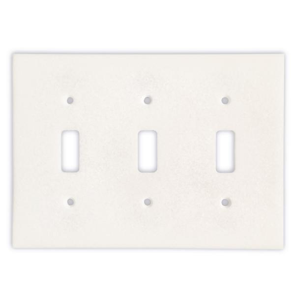 Tilefornia Thassos White Marble Triple Toggle Switch Plate - Tilefornia